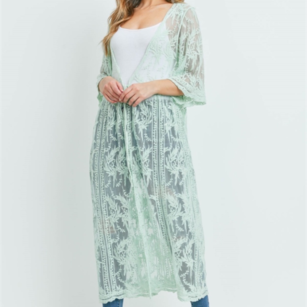 #12 Mint Lace cardigan/ Kimono - Picture 3 of 11